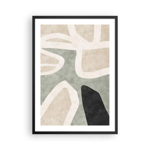 Plakat i sort ramme - Abstrakt farveharmoni - 50x70cm - Komposition med et sort tema - Moderne vægdekoration til stue og soveværelse ARTTOR