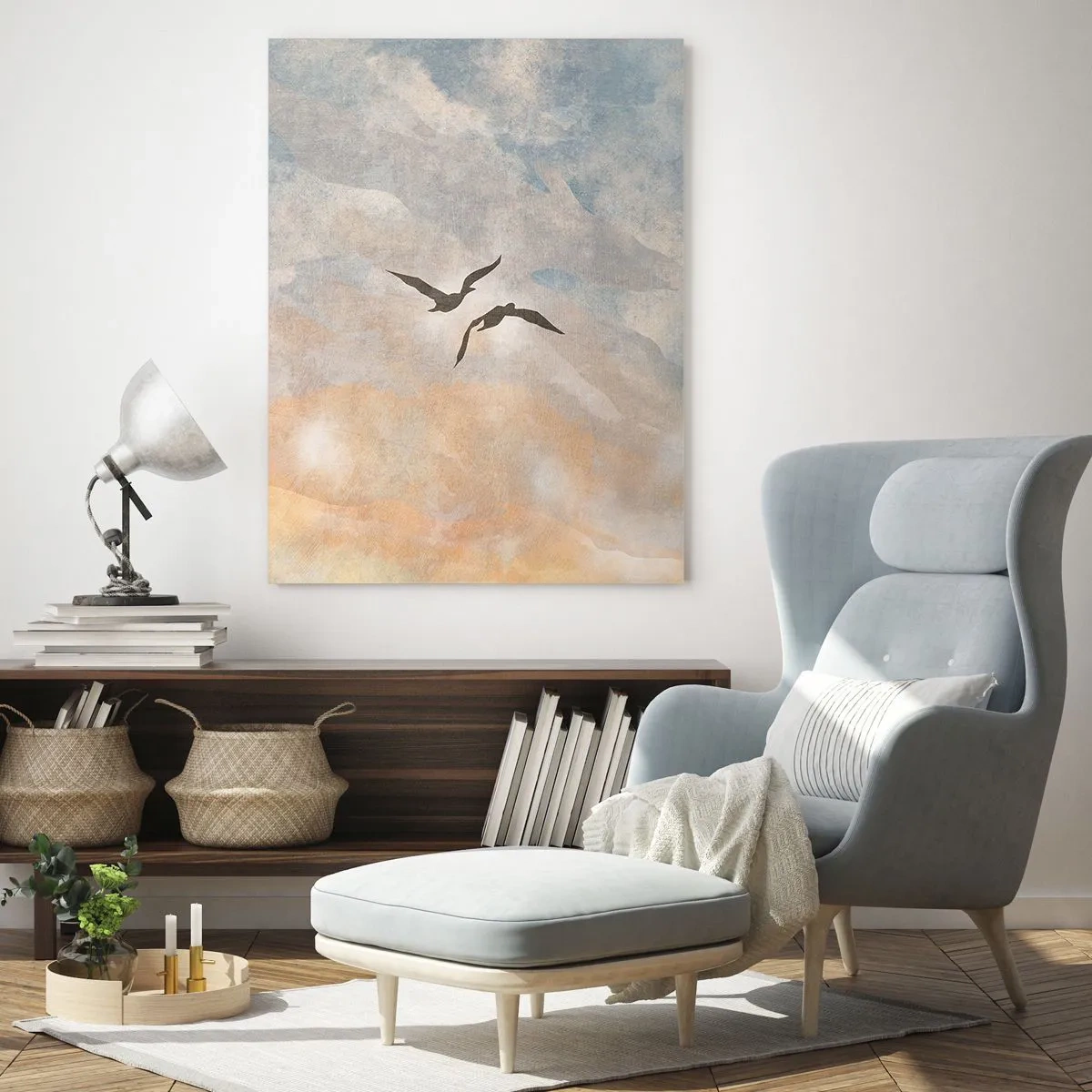 Billede på glas - Himmelsk dans - 70x100 cm