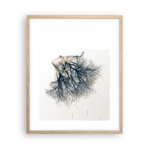 Plakat i ramme af lyst egetræ - Lyttede til træets hvisken - 40x50 cm