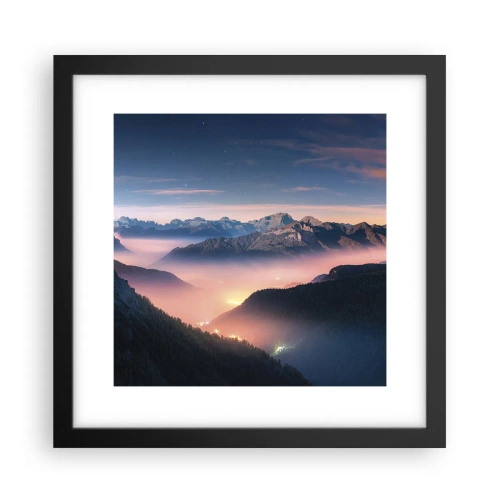Plakat i sort ramme - Lys i dalene - 30x30 cm