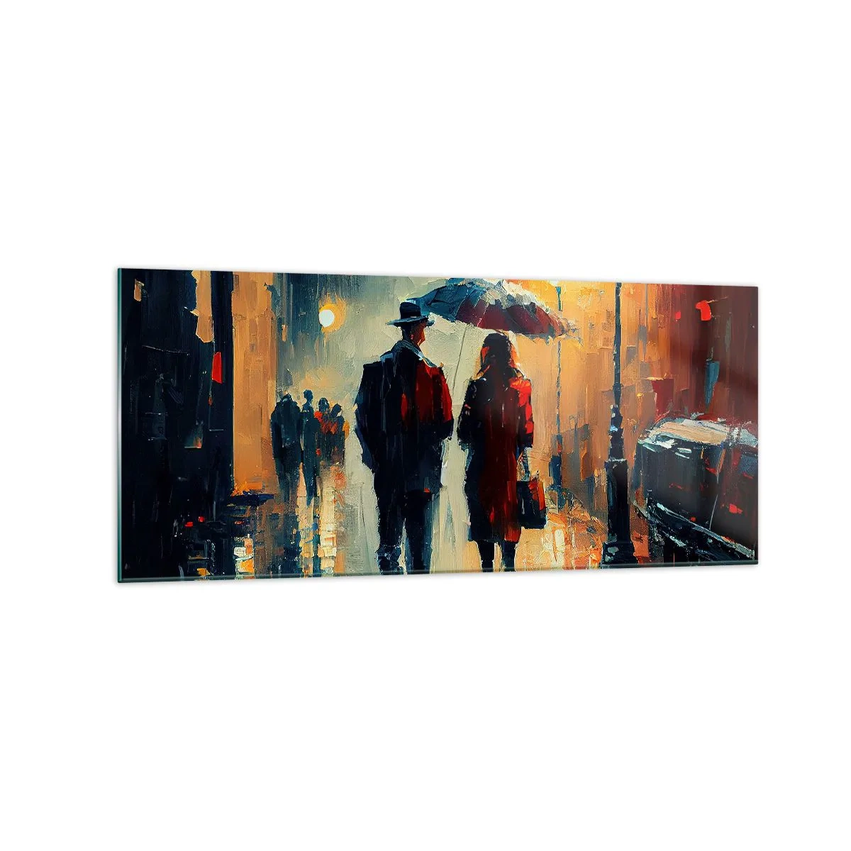 Billede på glas - Urban kærlighedshistorie - 120x50 cm