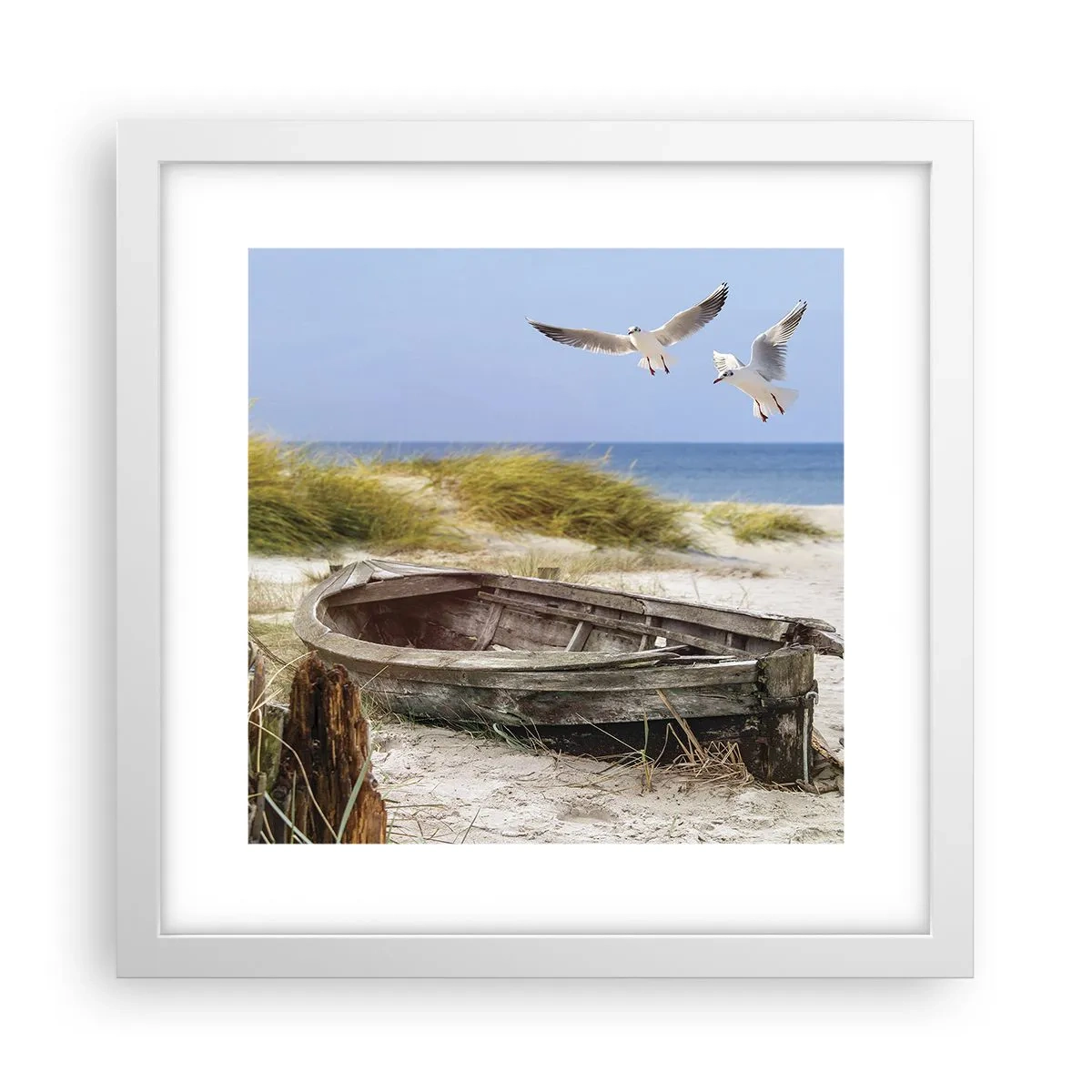 Plakat i hvid ramme - Badet i vinden - 30x30 cm