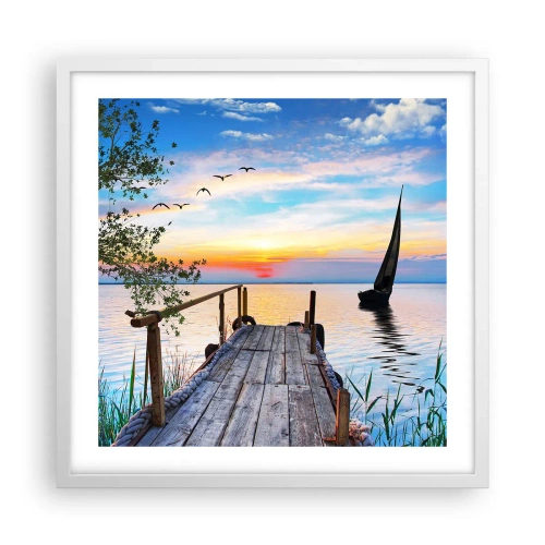 Plakat i hvid ramme - Godaften - 50x50 cm