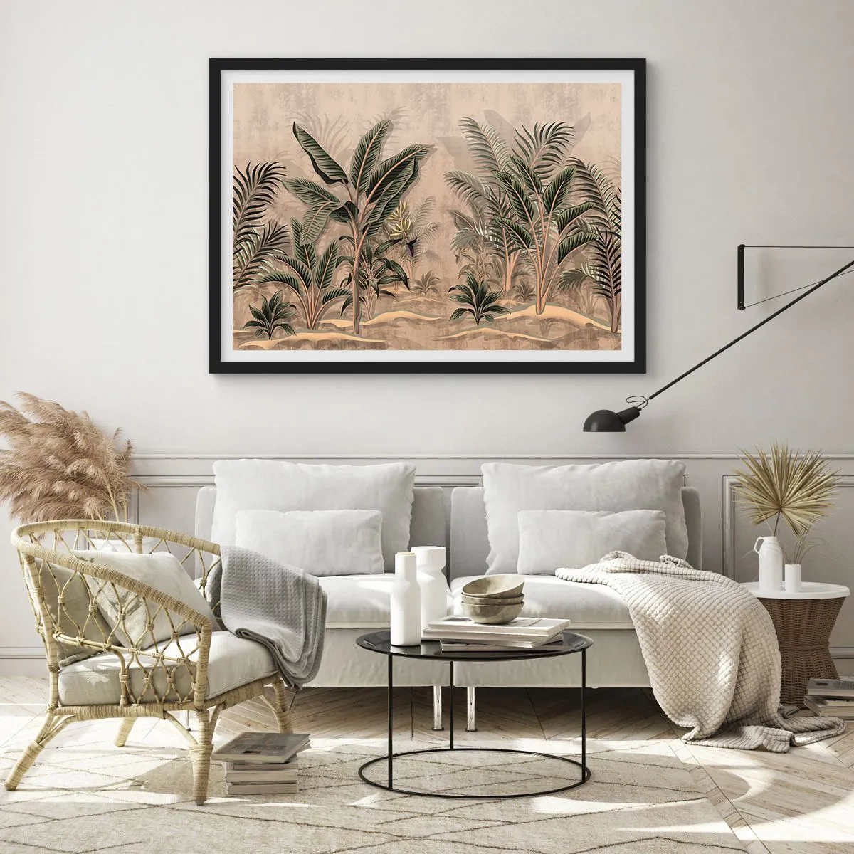 Plakat i sort ramme - Gravering i kolonistil - 70x50 cm