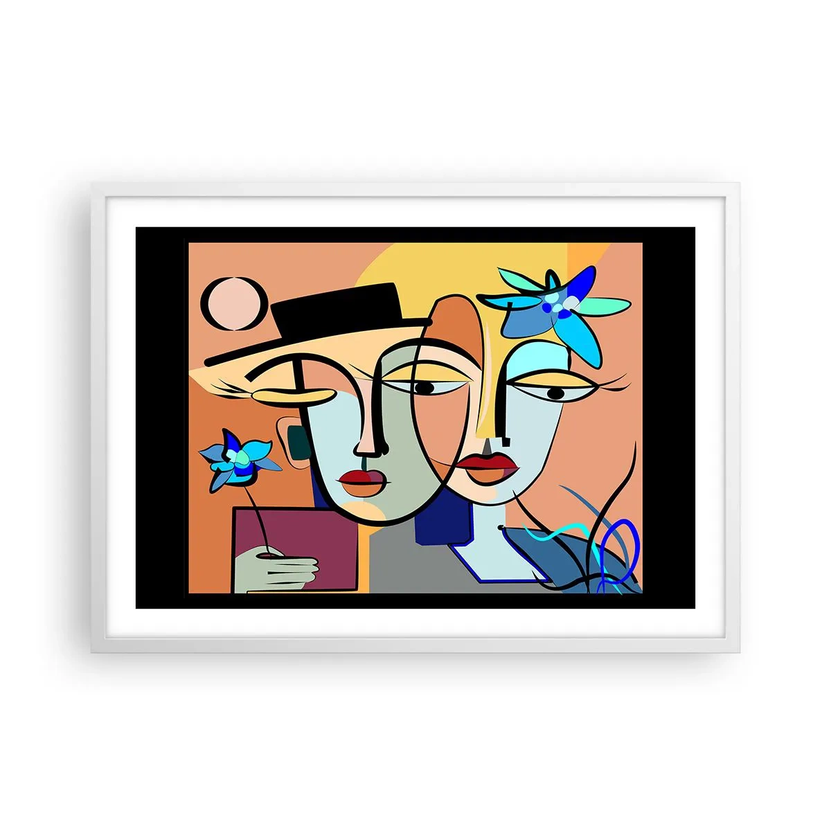 Plakat i hvid ramme - Picassos randez vous - 70x50 cm