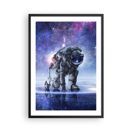 Plakat i sort ramme - Astronaut mod baggrunden af det ydre rum - 50x70cm - Den stjerneklare himmel over mig - Moderne vægdekoration til stue og soveværelse ARTTOR