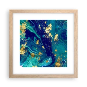 Plakat i ramme af lyst egetræ - Solblade  - 30x30 cm