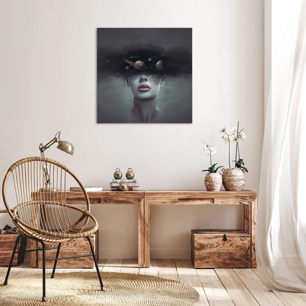 Lærredstryk - Billede på lærred - Og planeterne er ved at gå amok... - 60x60 cm