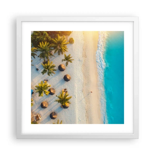 Plakat i hvid ramme - Velkommen til paradis - 40x40 cm