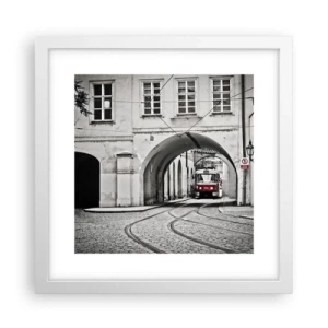 Plakat i hvid ramme - Gennem byens labyrint - 30x30 cm