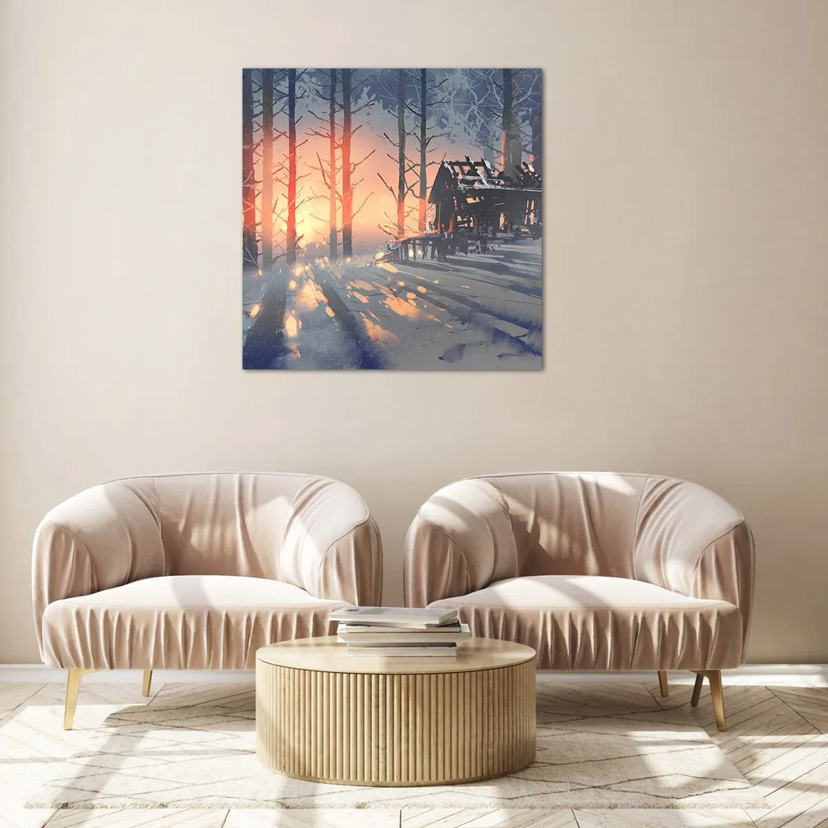 Billede på glas - Kun solen kigger her - 70x70 cm