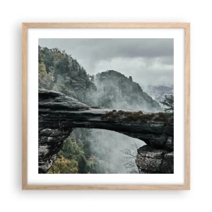 Plakat i ramme af lyst egetræ - Eventyret er ved at begynde - 50x50 cm