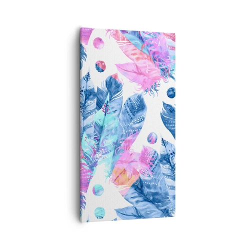 Lærredstryk - Billede på lærred - Plys i lyserød og blå - 55x100 cm