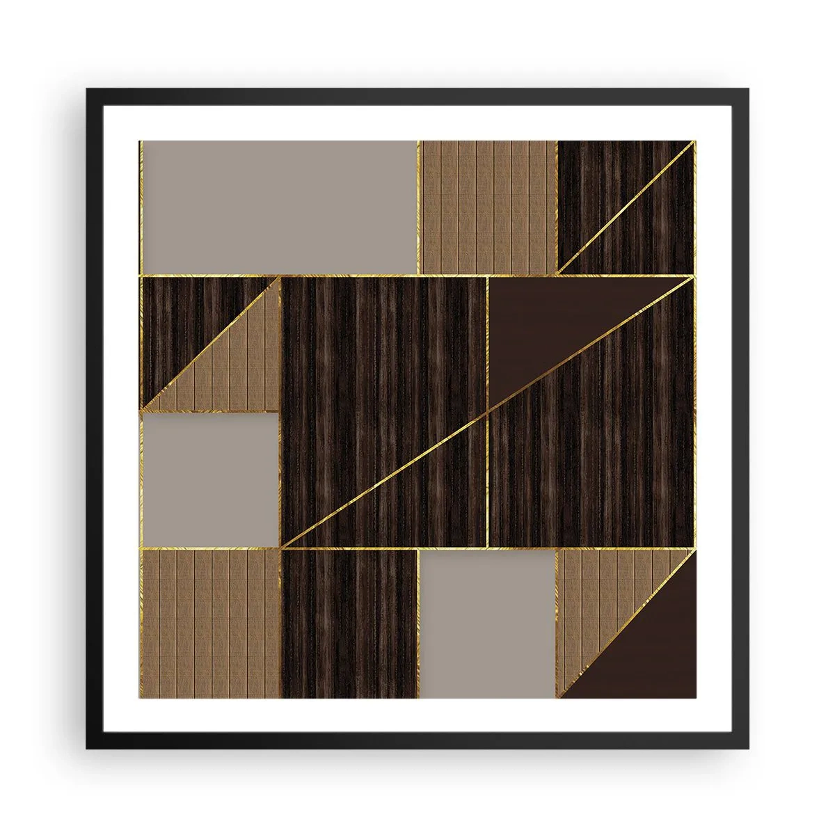 Plakat i sort ramme - En mosaik af brune og gyldne farver - 60x60 cm