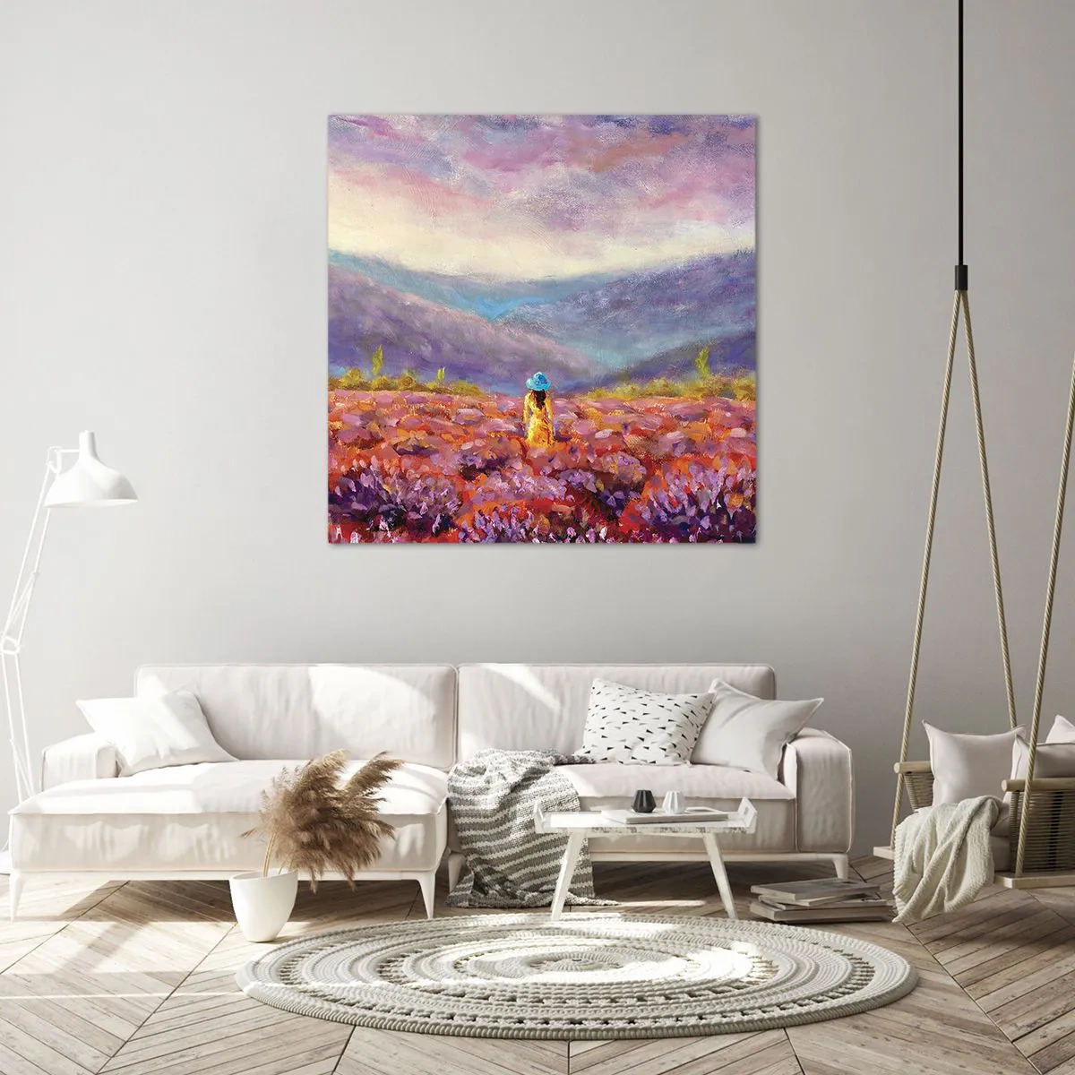 Lærredstryk - Billede på lærred - I en verden af lavendel - 40x40 cm
