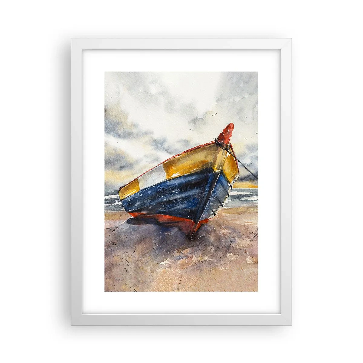 Plakat i hvid ramme - Hvile på stranden - 30x40 cm