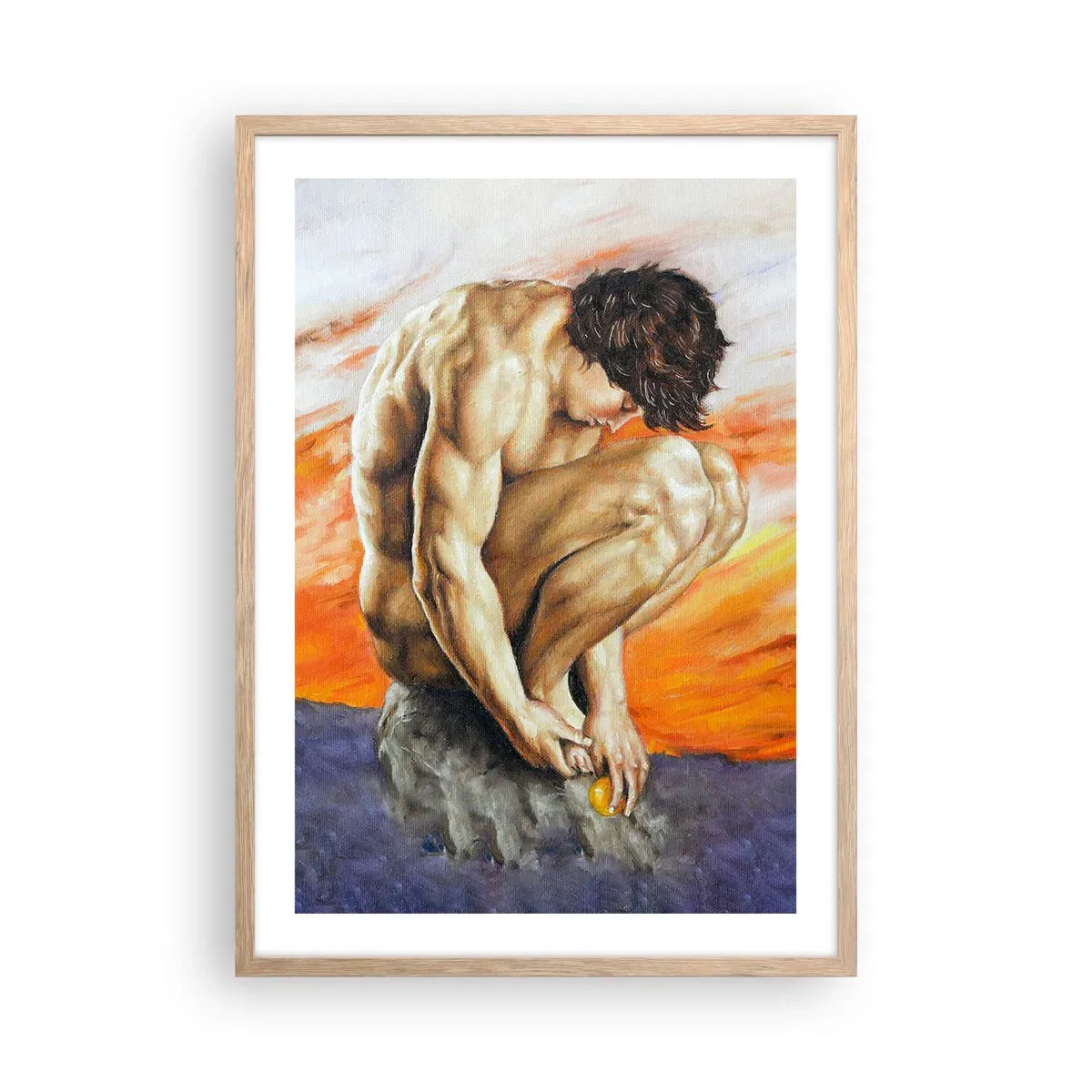 Plakat i ramme af lyst egetræ - Sænket i sig selv - 50x70 cm