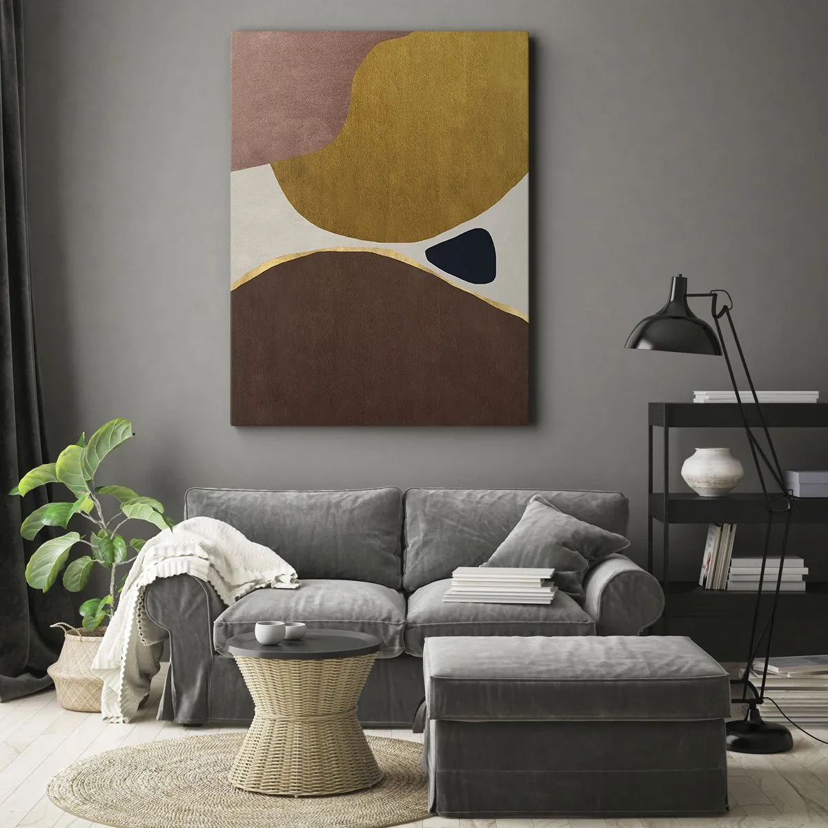 Lærredstryk - Billede på lærred - Abstraktion - et sted i rummet - 50x70 cm