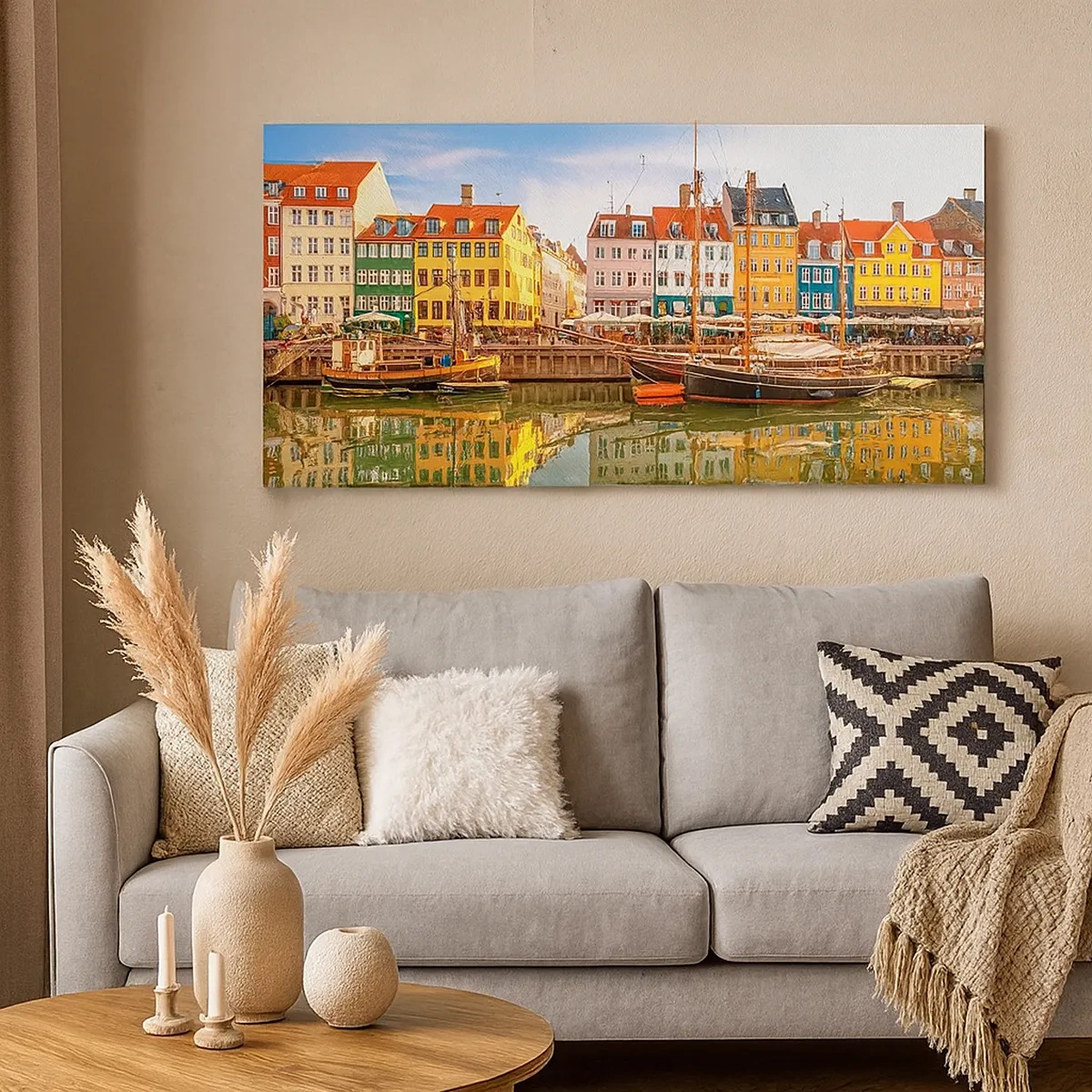 Lærredstryk - Billede på lærred - Over vand så glat som et spejl - 30x30 cm