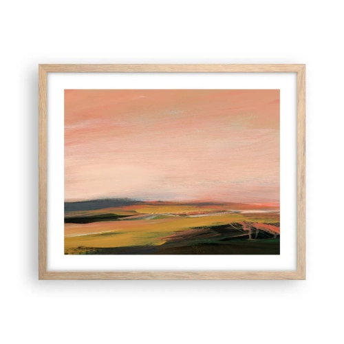 Plakat i ramme af lyst egetræ - I lyserøde toner - 50x40 cm