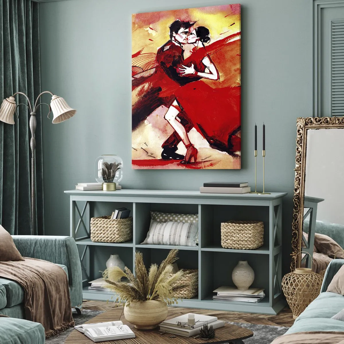 Lærredstryk - Billede på lærred - Lilla rytme af lidenskab - 45x80 cm