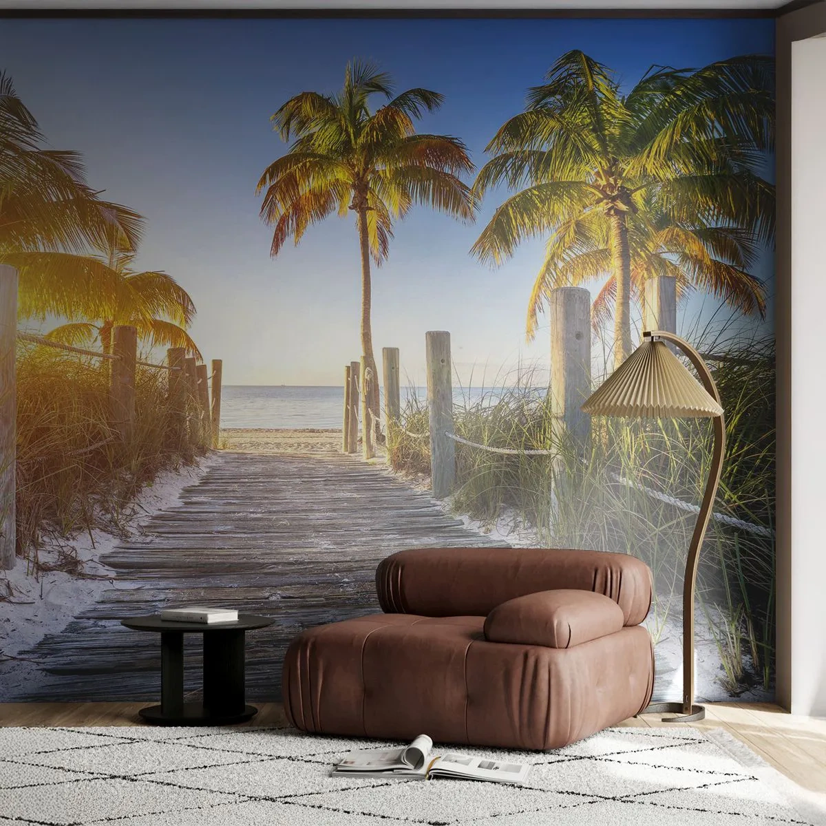 Fototapet Premium Sand - Direkte til paradis - Landskab, Kokospalme, Strand - 250x175 cm