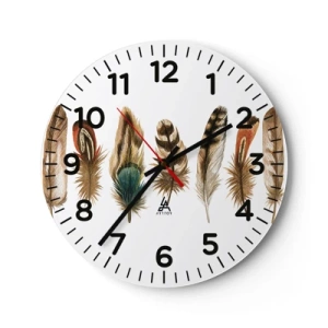 Vægur, Uret - Variation med fjer - 30x30 cm