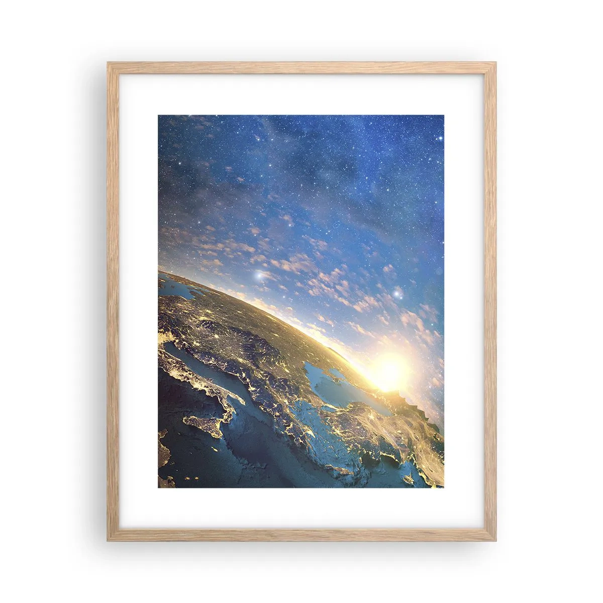Plakat i ramme af lyst egetræ - Lad os se på hinanden på afstand - 40x50 cm