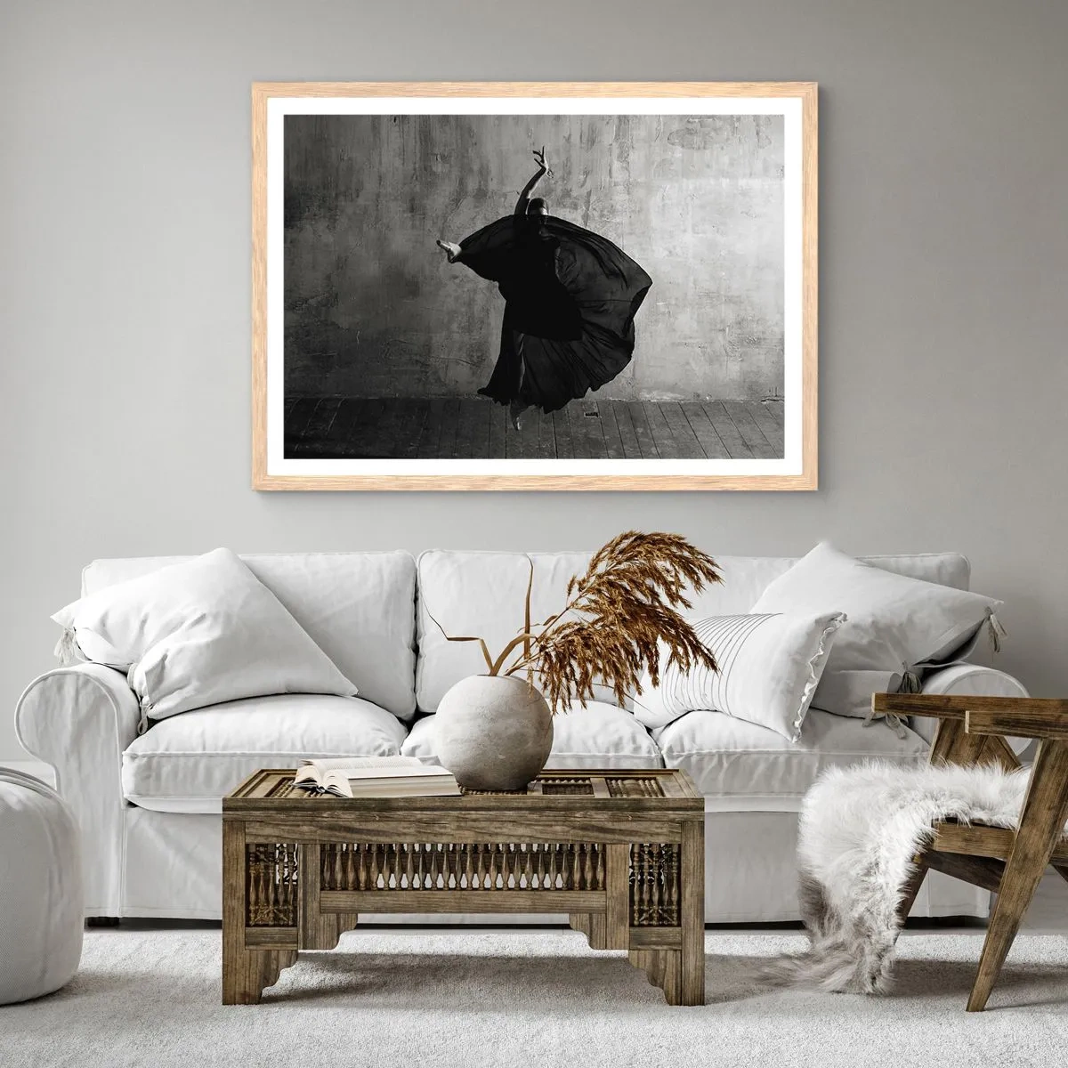 Plakat i ramme af lyst egetræ - Passioneret bælte - 100x70 cm