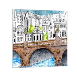 Billede på glas - Byen som den er malet - 30x30 cm