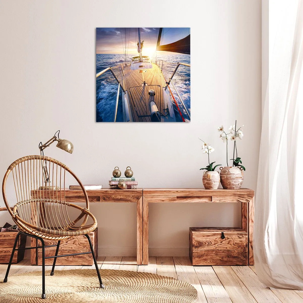 Lærredstryk - Billede på lærred - Løber på bølgerne - 60x60 cm