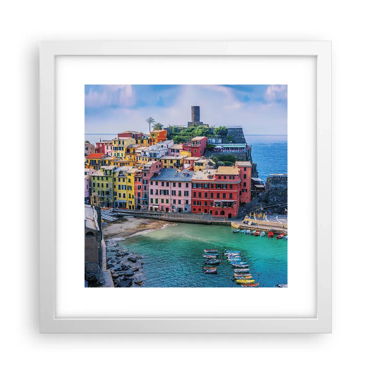 Plakat i hvid ramme - Middelhavets magiske by - 30x30 cm