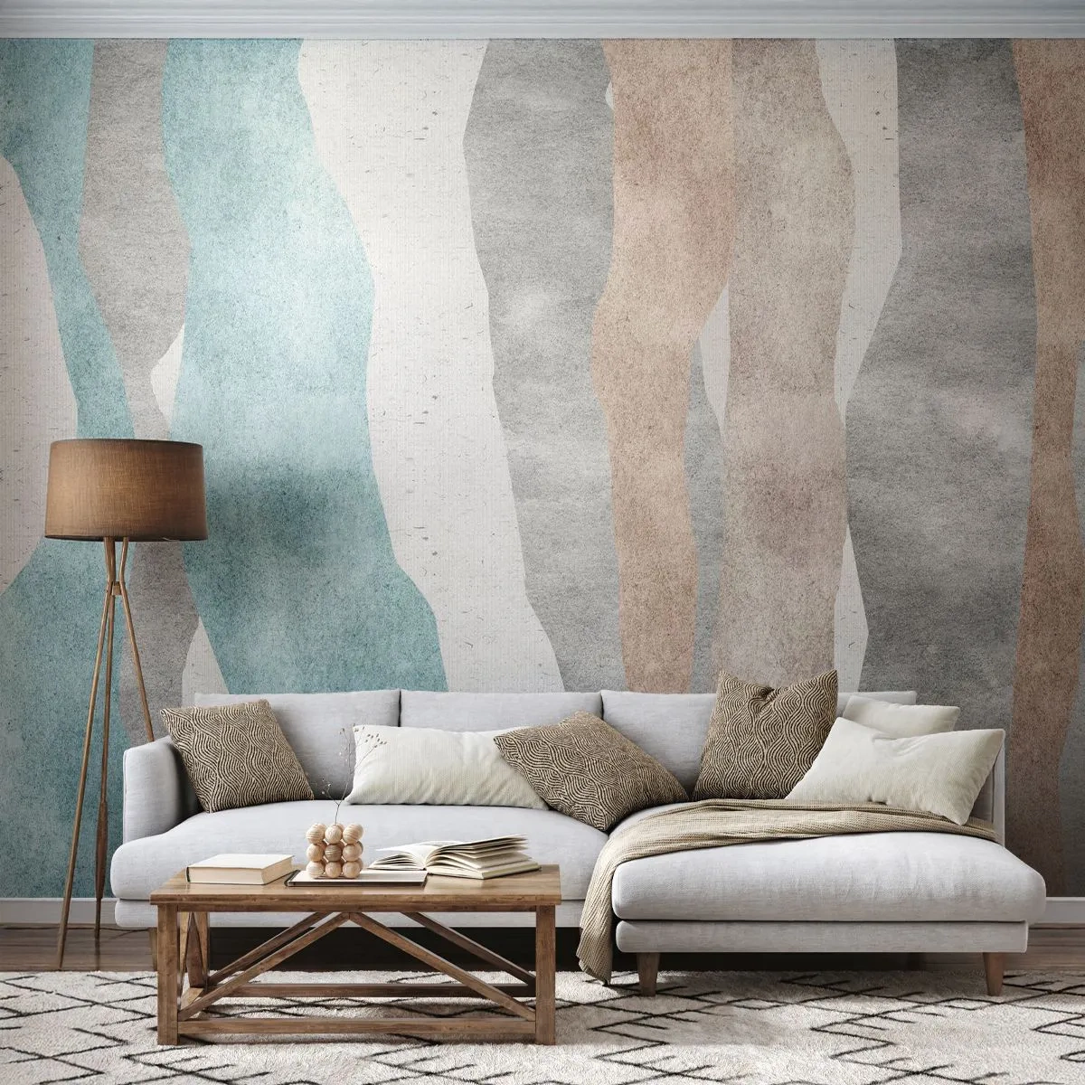 Fototapet Premium Sand - En undersøgelse af intimitet - Pastel, Minimalistisk, Linjer - 300x210 cm