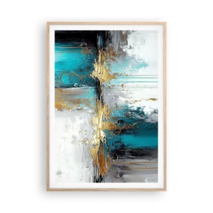 Plakat i ramme af lyst egetræ - Alting flyder - 70x100 cm