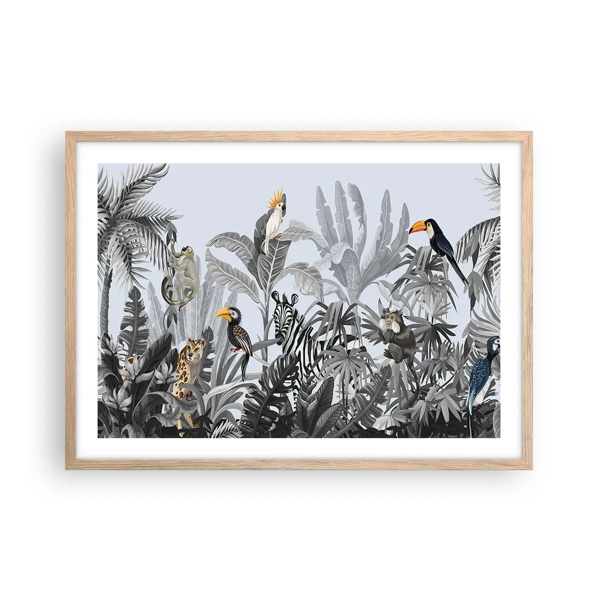 Plakat i ramme af lyst egetræ - En afrikansk fabel - 70x50 cm