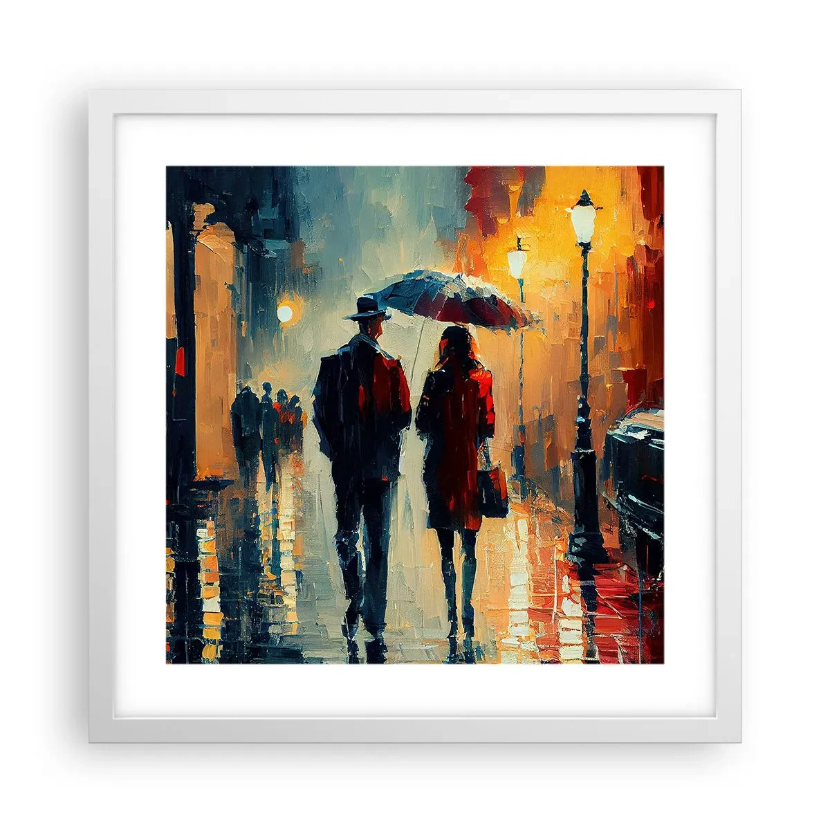 Plakat i hvid ramme - Urban kærlighedshistorie - 40x40 cm