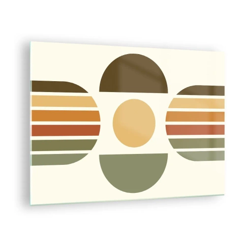 Billede på glas - Abstrakt geometrisk design med jordfarver og dristige former - 70x50cm - I jordfarver - Moderne vægdekoration til stue og soveværelse ARTTOR