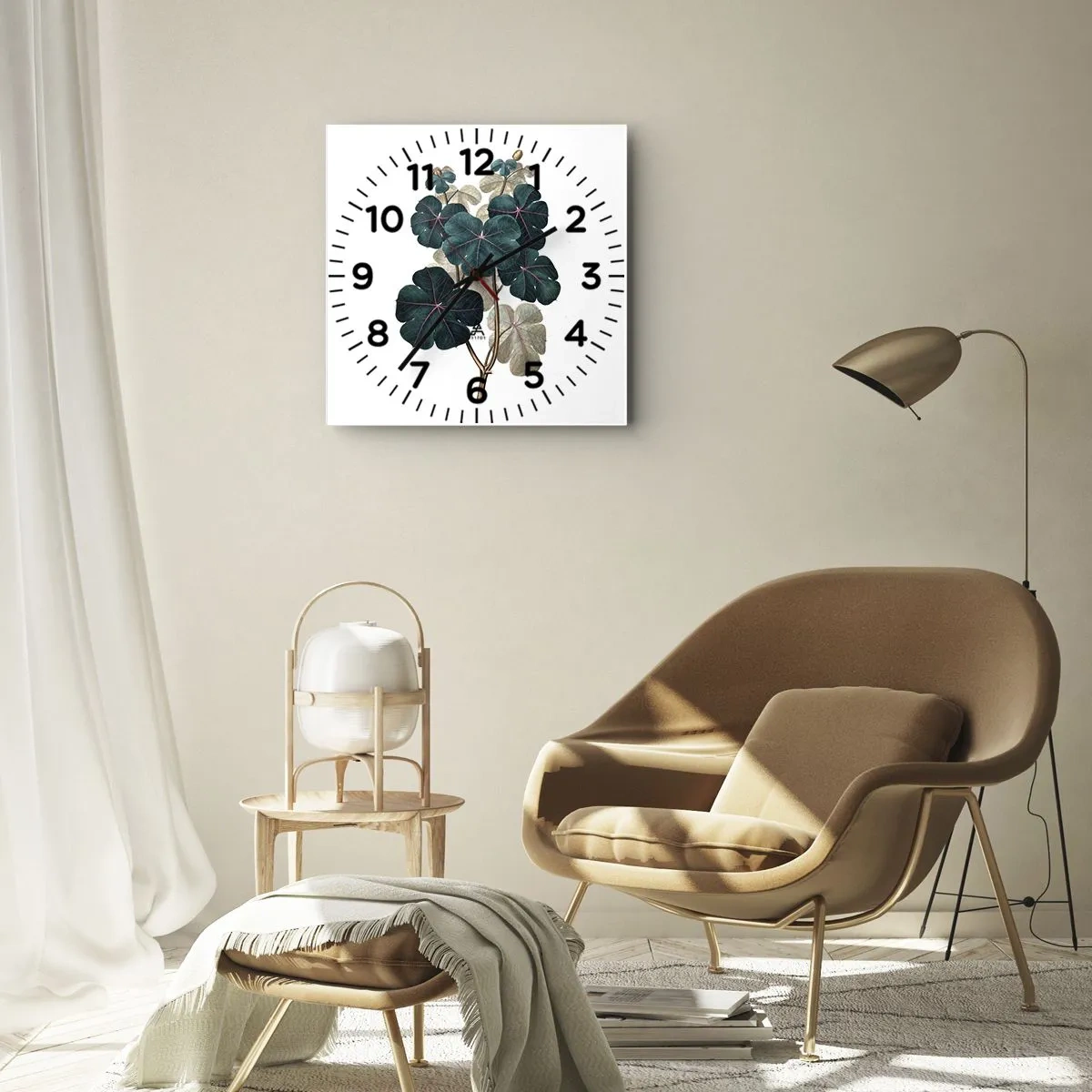 Vægur, Uret - Fra et gammelt herbarium - 30x30 cm