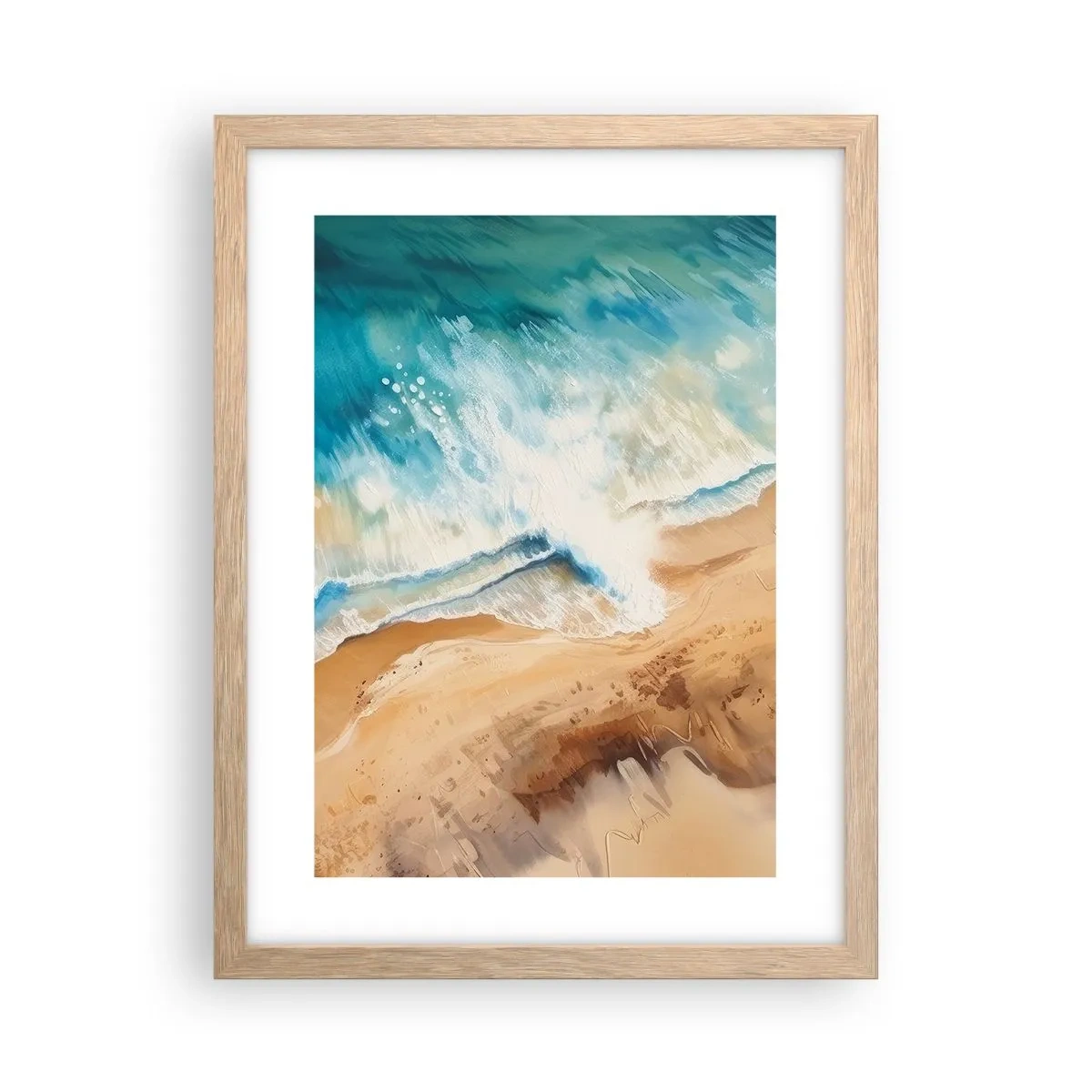 Plakat i ramme af lyst egetræ - Tilbagevendende bølge - 30x40 cm