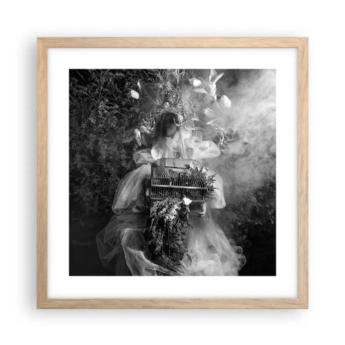Plakat i ramme af lyst egetræ - Selve Moder - Naturen - 40x40 cm