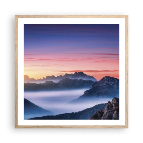 Plakat i ramme af lyst egetræ - Over dalene - 60x60 cm