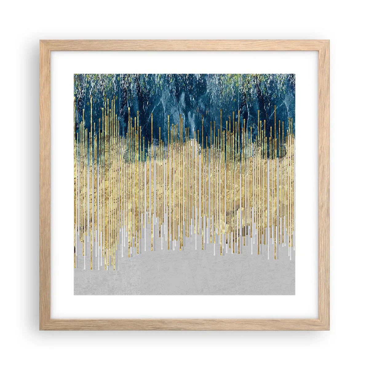 Plakat i ramme af lyst egetræ - Forgyldt grænse - 40x40 cm