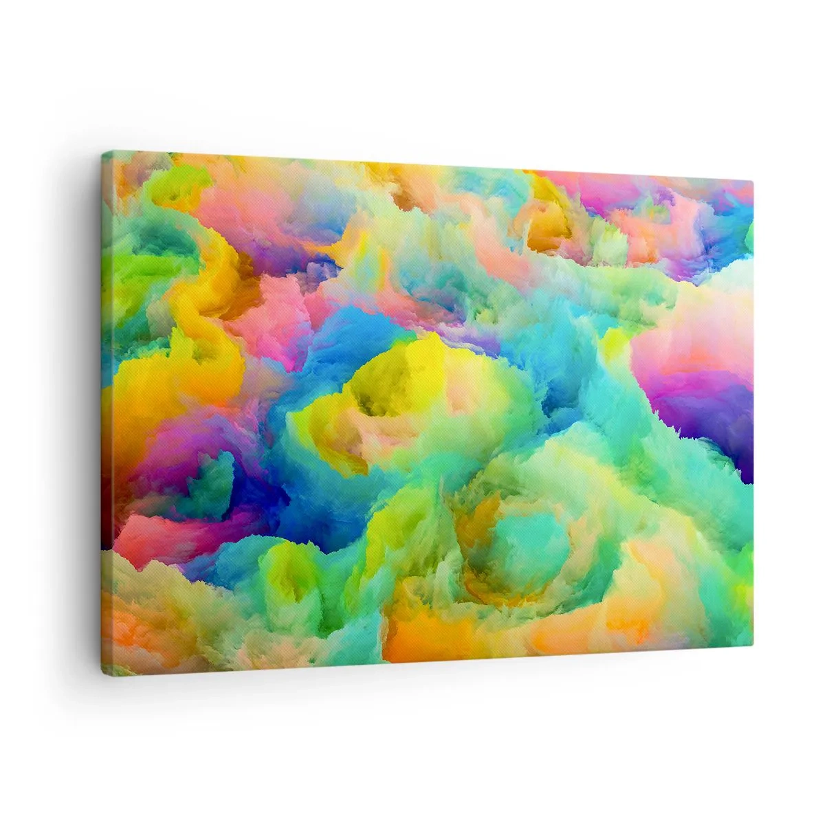 Lærredstryk - Billede på lærred - Abstrakt komposition i regnbuens farver - 70x50cm - Regnbuefnug - Moderne vægdekoration til stue og soveværelse ARTTOR