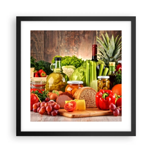 Plakat i sort ramme - Røget, ristet, marineret - 40x40 cm