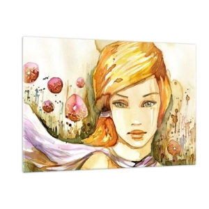 Billede på glas - Smaragdblikket, der dulmer vreden - 120x80 cm