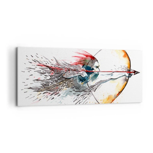 Lærredstryk - Billede på lærred - Mytisk kriger med en brændende bue - 100x40 cm