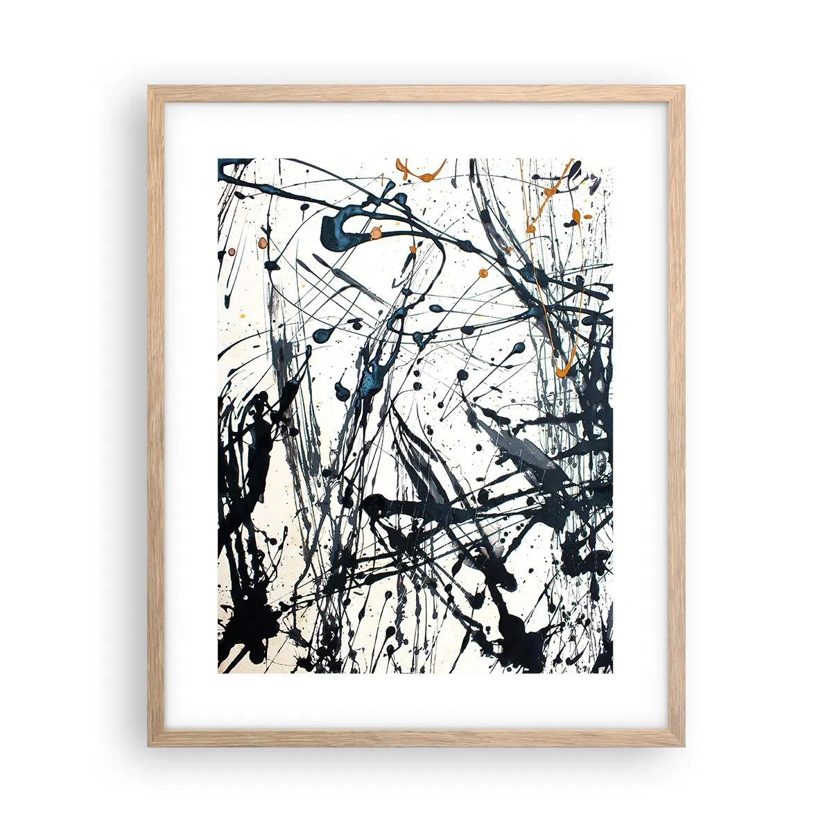 Plakat i ramme af lyst egetræ - Ekspressionistisk abstraktion - 40x50 cm