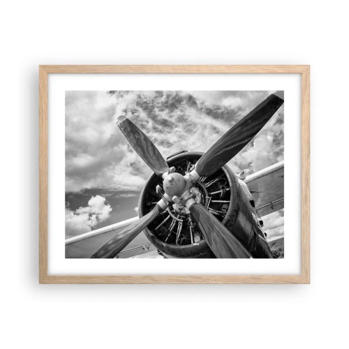 Plakat i ramme af lyst egetræ - Himmelens erobrer - 50x40 cm