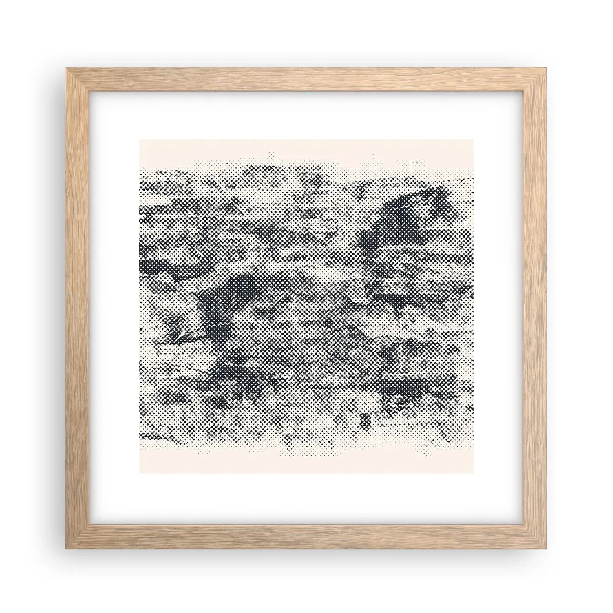 Plakat i ramme af lyst egetræ - Tågeagtig sammensætning - 30x30 cm