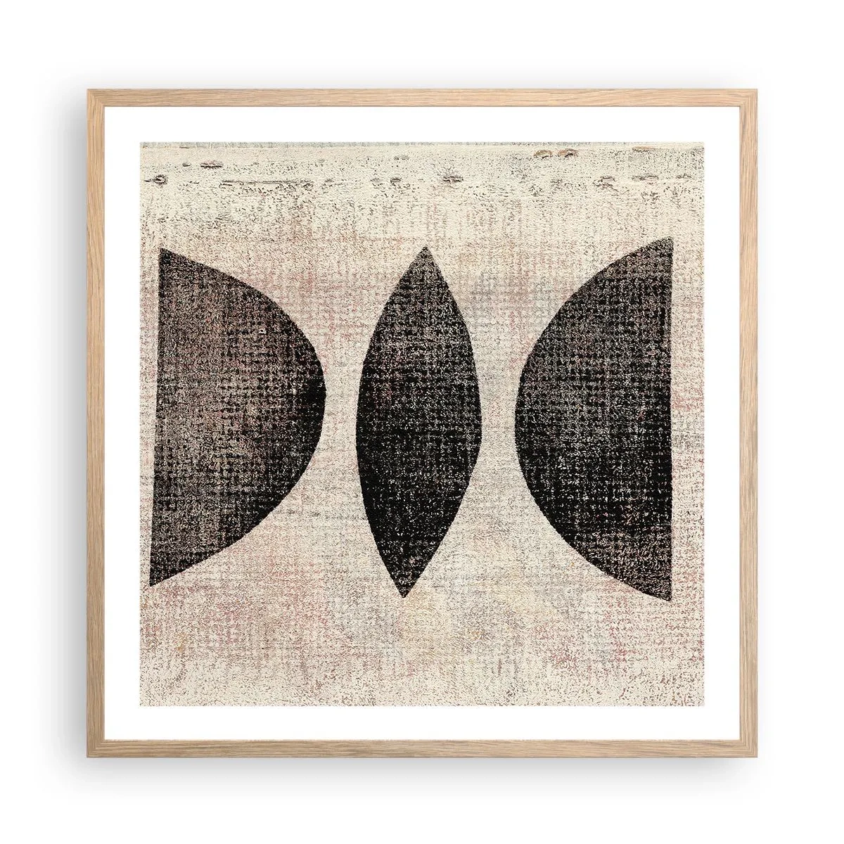 Plakat i ramme af lyst egetræ - Etnisk abstraktion - 60x60 cm